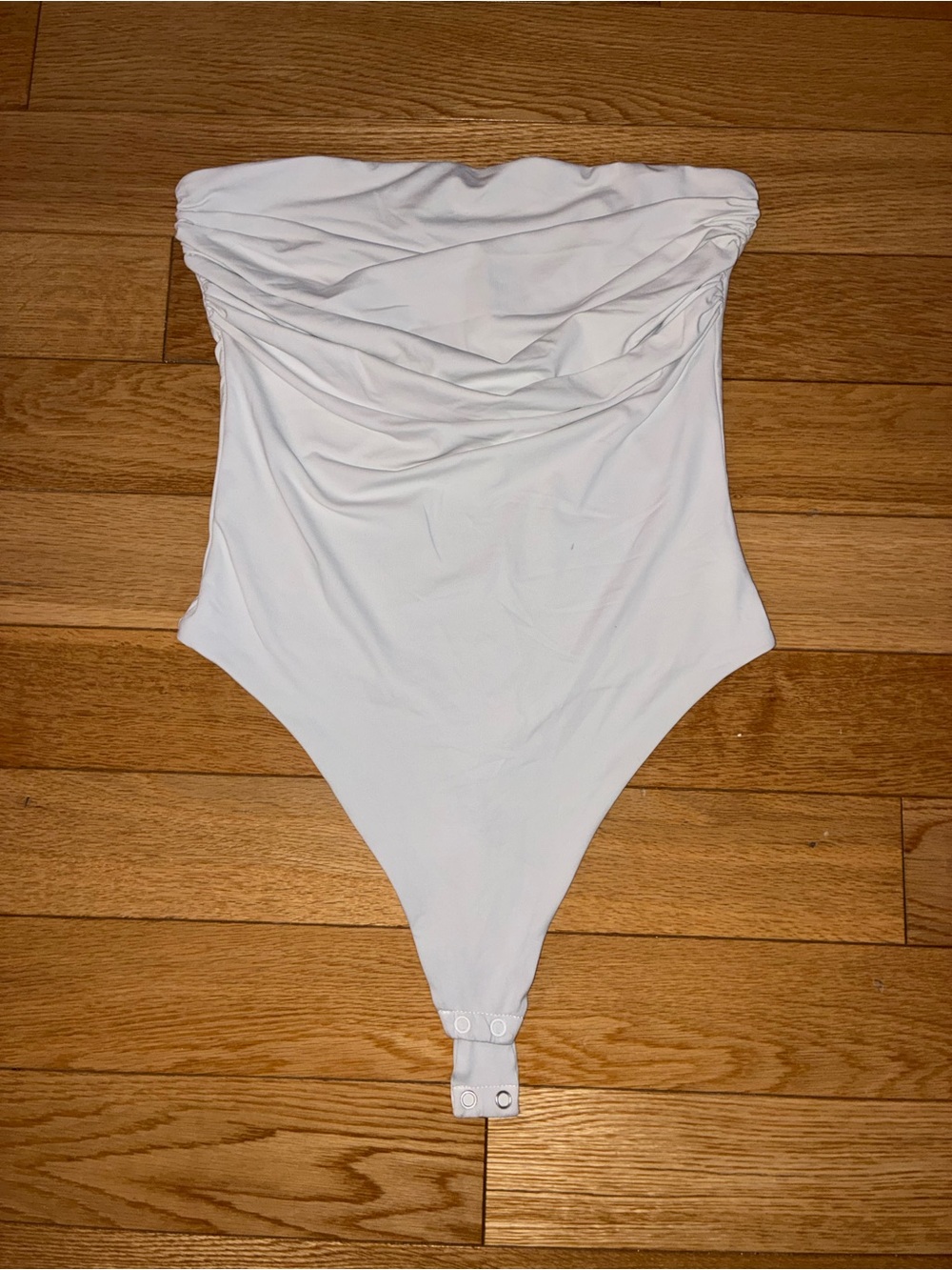 Meshki White Strapless One-Piece Bodysuit